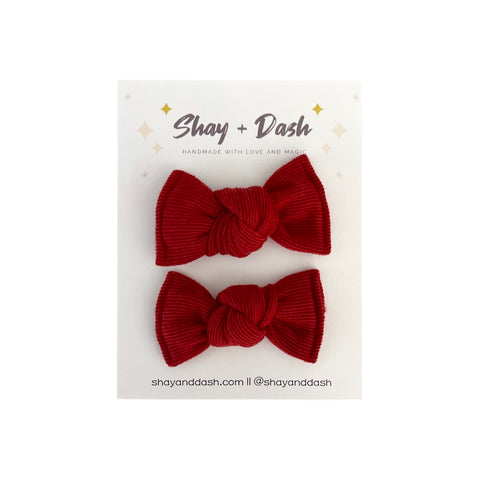 Red // Mini Knot Pigtail Set