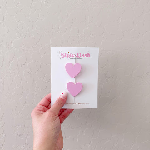 Pink Hearts // Hair Clips